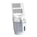 White litter scoop with the bin unit attached, front view
